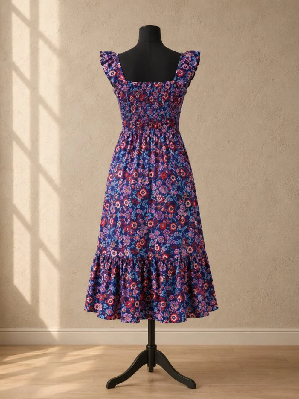 Vineyard Vines Tisbury Floral Smocked Midi Dress XS Pockets - Picture 4 of 7